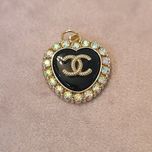 Chanel Black and Gold Heart Charm